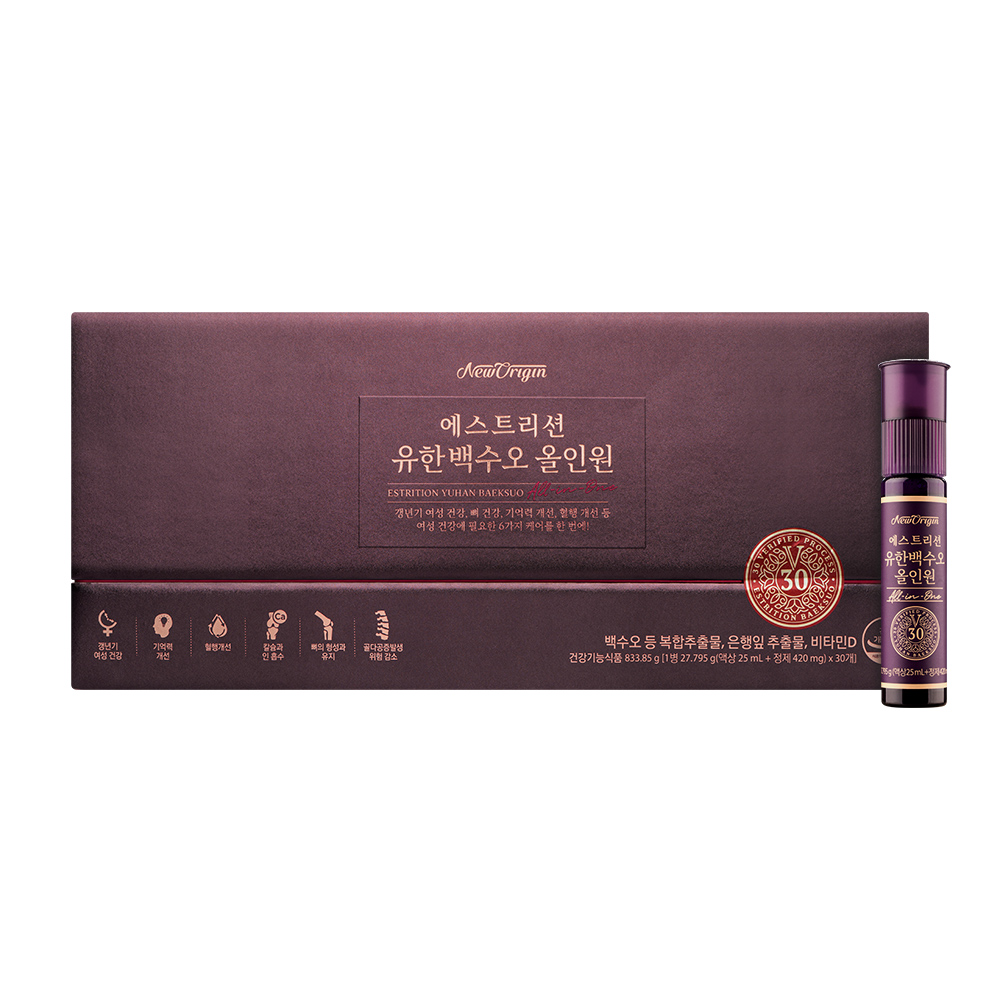 [유한건강생활] 뉴오리진 에스트리션 유한백수오 올인원(뼈 건강+혈행건강+기억력) 1박스 (1개월분) 썸네일 5