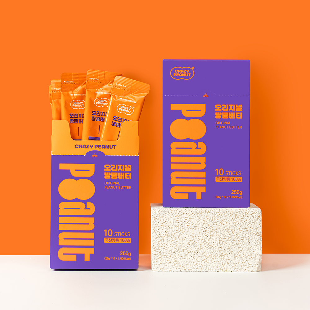 크레이지피넛 100% 국산 땅콩버터 스틱 2종 (25g X 10개)
