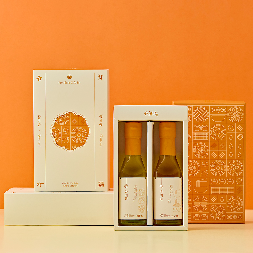 [유화당 선물세트] 국내산 저온 압착 (참기름 /들기름 180ml 세트)
